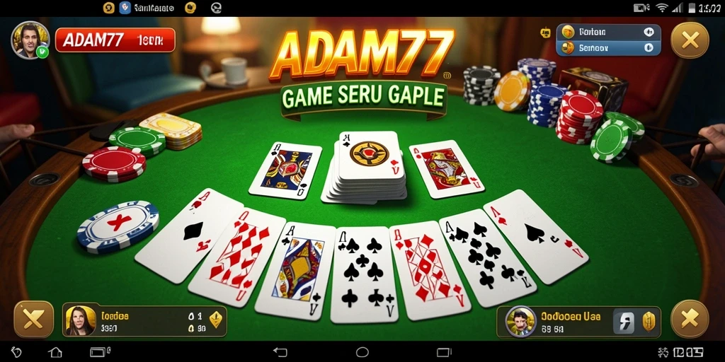 Tampilan gameplay seru Gaple yang menghibur dalam ADAM77.