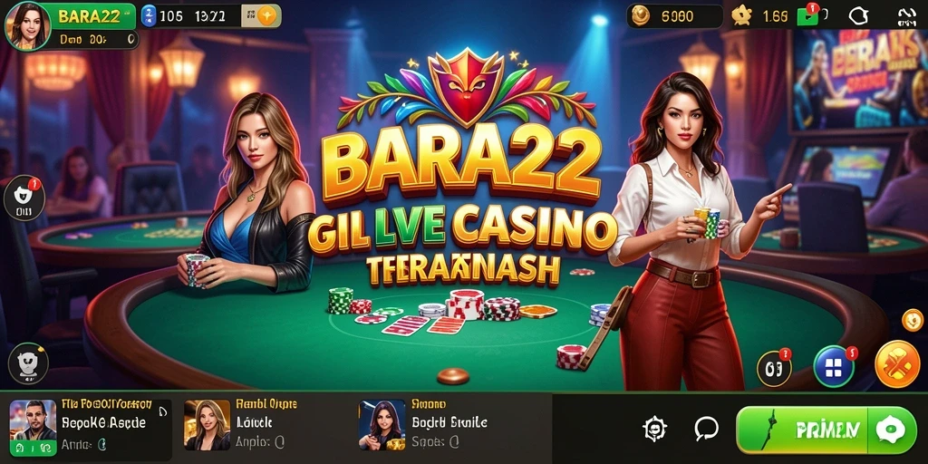 Screenshot menampilkan dealer langsung di meja roulette BARA22.