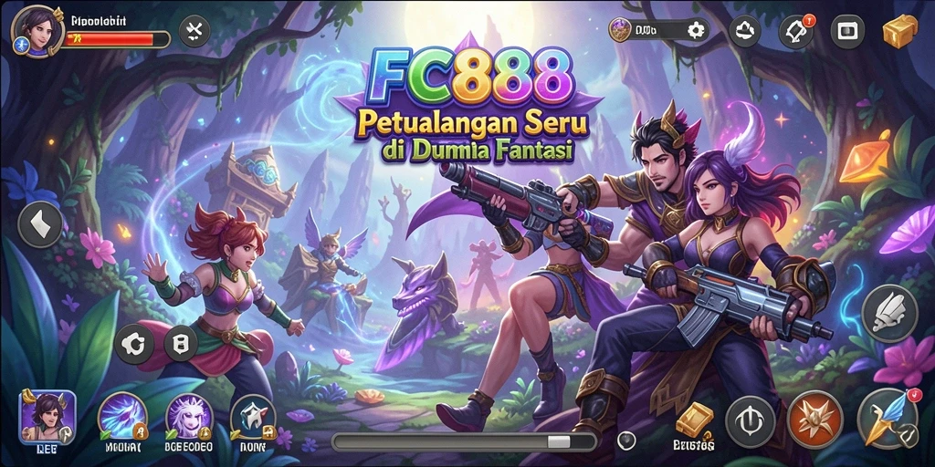 Screenshot gameplay FC888 menunjukkan petualangan seru di dunia fantastis.