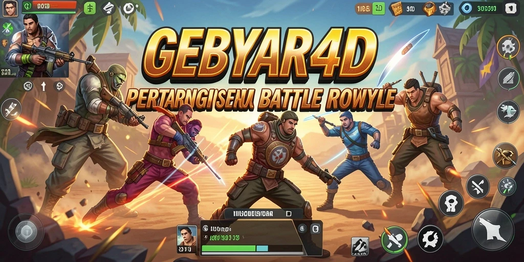 Tangkapan layar menampilkan pertempuran seru dalam GEBYAR4D Battle Royale.