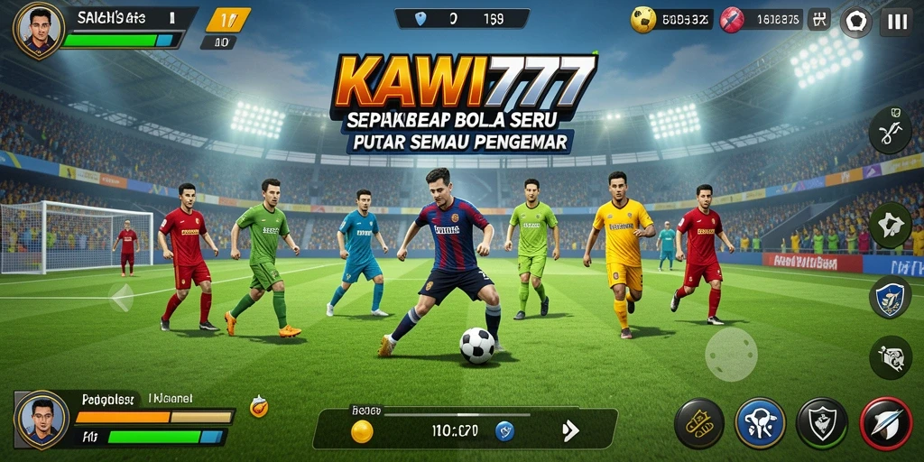 Tangkapan layar KAWI777 yang menampilkan aksi seru dalam permainan sepak bola.