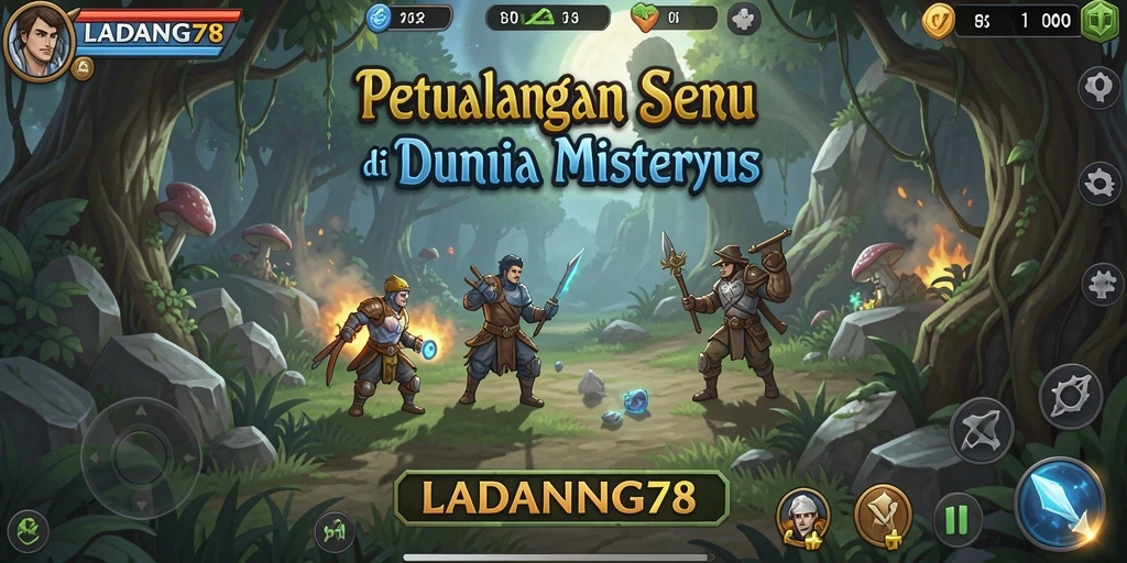 Screenshot gameplay menunjukkan petualangan epik dan menakjubkan.