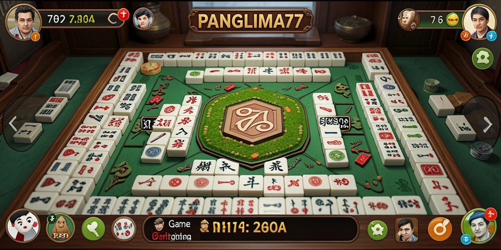 Tampilan gameplay seru dari PANGLIMA77 dengan ubin Mahjong.