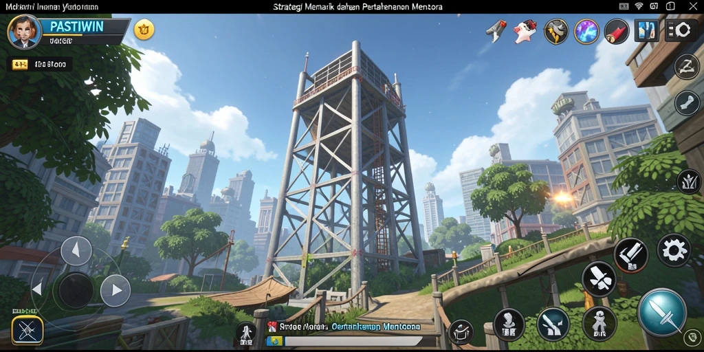 Tampilan menara dan gelombang musuh di PASTIWIN.