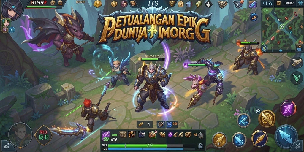 Screenshot gameplay RT99 menampilkan serangan seru dalam pertempuran MMORPG.