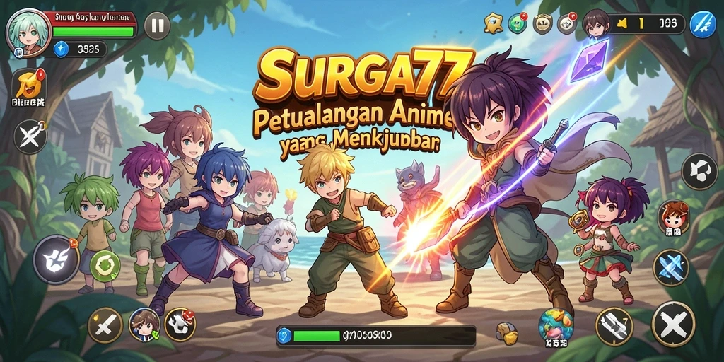Screenshot menampilkan aksi seru dalam gameplay Anime SURGA77.