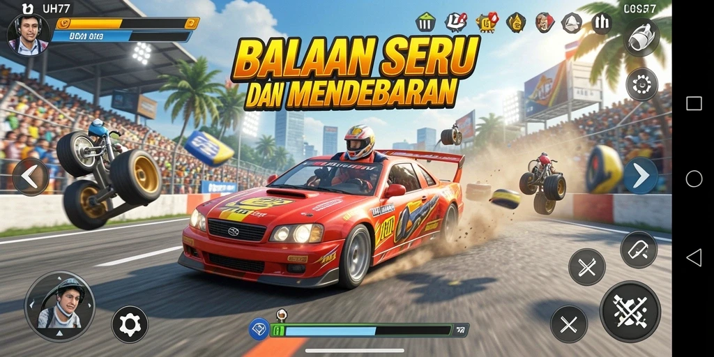Tampilan menakjubkan dari gameplay UH77 yang menggambarkan kecepatan tinggi.