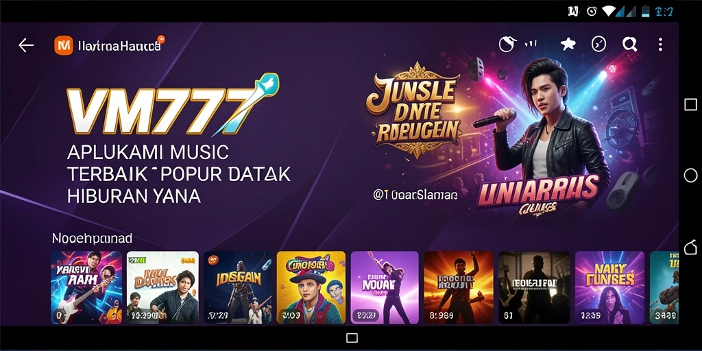 Screenshot utama VM777 menampilkan pengalaman gameplay musik yang interaktif dan menyenangkan.