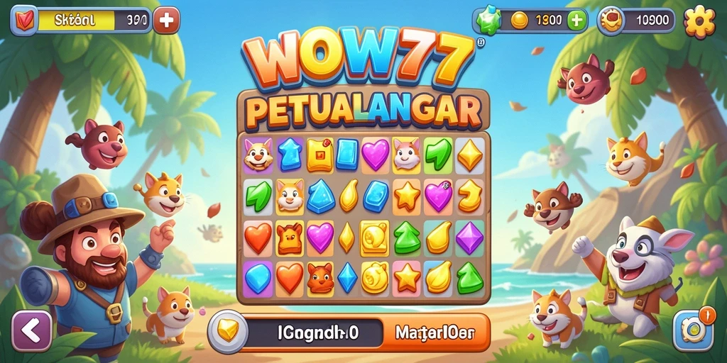 Menampilkan gameplay seru Match-3 di WOW77 dengan tingkat keseruan yang tinggi.
